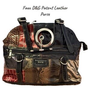 NWT Vintage Faux Patent Leather Patchwork Shoulder Bag